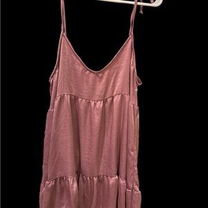 O31 Dusty Rose Spaghetti-Strap Tiered Mini Dress